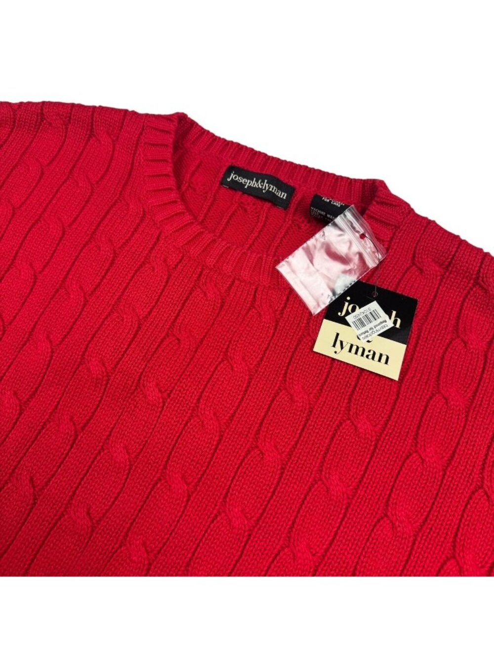 NEW Joseph & Lyman Men’s 100% Cotton CableKnit Crew Neck Sweater Red• XL